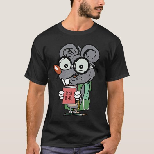 T-shirt mouse rat reading book (Devant)