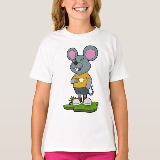 T-shirt Mouse with Coffee cup (Devant)