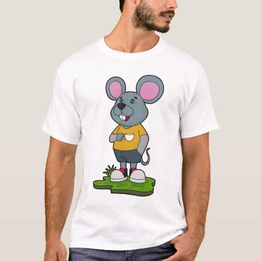 T-shirt Mouse with Coffee cup (Devant)