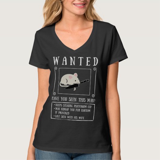 T-shirt Mouse With Knife Wanted Mugshot (Devant)