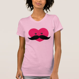 T-shirt Moustache au coeur rose mignon