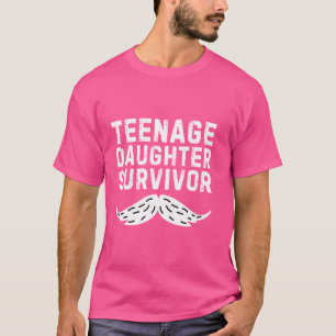 T-shirt Moustache Papa Funny Adolescent Fille Survivante F