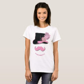 T-shirt Moustache rose, chapeau supérieur, plumes et fleur (Devant entier)
