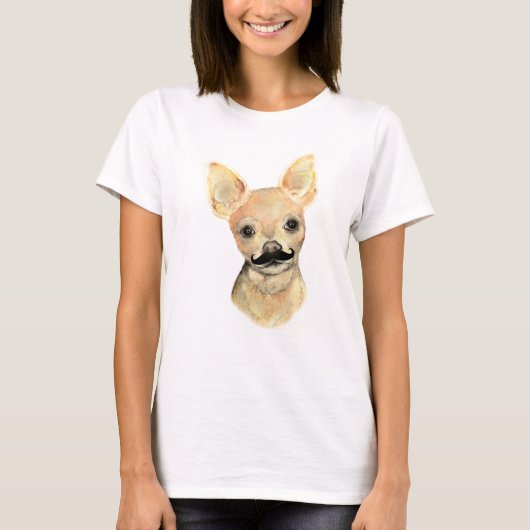T-shirt Moustache sur une mignonne humour de chien (Devant)