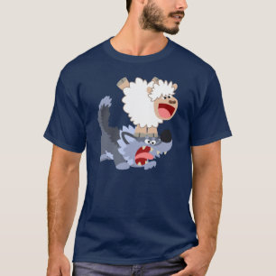 T-shirt Mouton de Dessin Animé Mignon Jouant avec