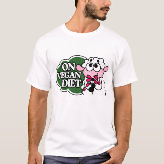 T-shirt Mouton mangeant une fleur disant “En régime vegan”