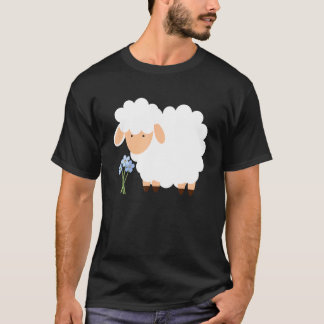 T-shirt Mouton Mignon Avec Laine Fleurie Pour Filles Femme