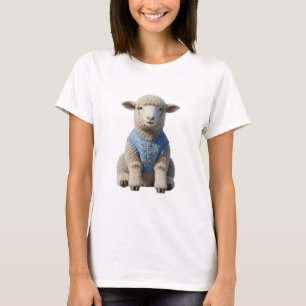T-shirt Mouton Minuscule Adorable Portant un Gilet Tricoté