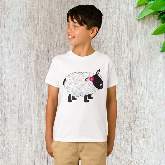 T-shirt Mouton Noir Avec Laine Blanche