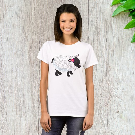 T-shirt Mouton Noir Avec Laine Blanche