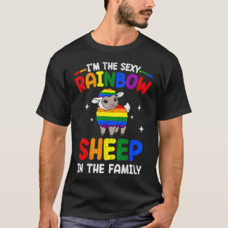 T-shirt Moutons Arc-En-Ciel Dans La Fierté De La Famille L