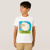 T-shirt Moutons blancs duveteux et mignons sur de l'herbe (Devant entier)