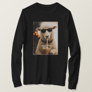 T-shirt Moutons cools buvant un café glacé