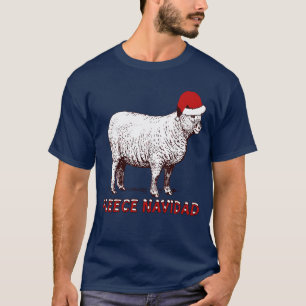 T-shirt Moutons Portant Le Chapeau Du Père Noël Et Pun Fle