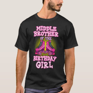 T-shirt Moyenne Frère De L'Anniversaire Fille Roller Patin