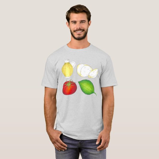 T-shirt Mozzarella Tomate Basil Huile d'olive Alimentation (Devant entier)