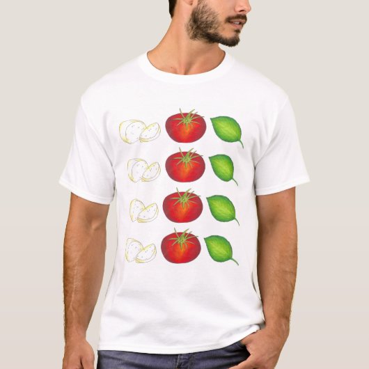 T-shirt Mozzarella Tomato Basil Italie Cuisine alimentaire (Devant)