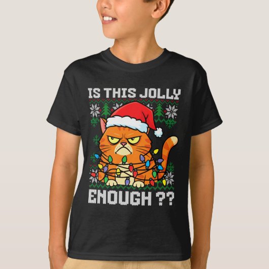 T-shirt Mpy Christmas Cat Ugly Sweater Is This Jolly Enoug (Devant)