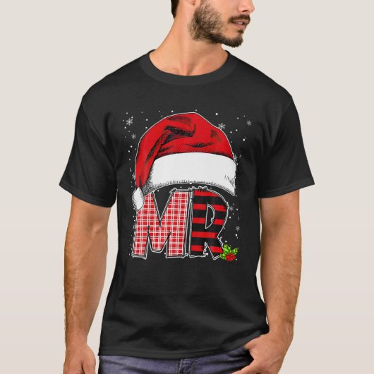 T-shirt Mr And Mrs Claus Couples Santa Hat Christmas Pajam (Devant)
