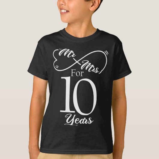 T-shirt Mr Mrs For 10 Years 1st Wedding Anniversary (Devant)