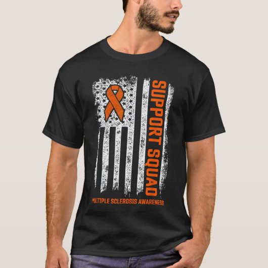 T-shirt MS Flag Orange Support Squad Multiple Sclerosis Aw (Devant)