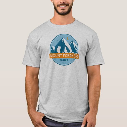 T-shirt Mt Foraker Alaska Stars Moon (Devant)