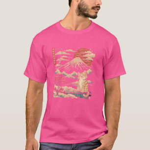 T-shirt Mt Fuji Sunset Kitten Lover japonais Art Cute Cat