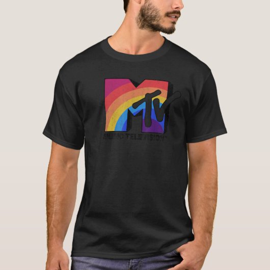T-shirt MTV Rainbow Logo Musique Télévision Graphique (Devant)