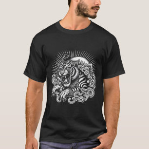 T-shirt Muay Thai Mma Combat Tatouage Tigre Rugir Kickboxi