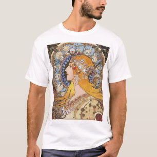 T-shirt Mucha Art Nouveau - Zodiac - La Plume