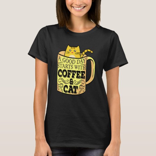 T-shirt Mug de café au chat orange (Devant)