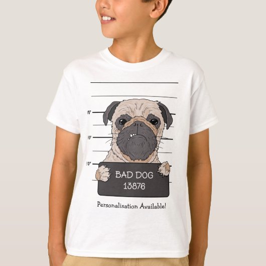 T-shirt Mugshot de Pug drôle  (Devant)