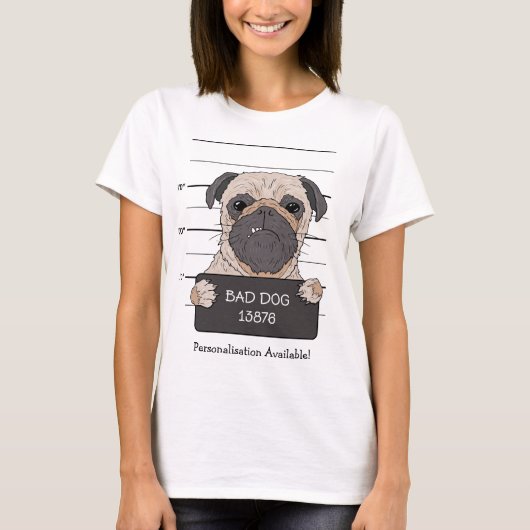 T-shirt Mugshot de Pug drôle  (Devant)