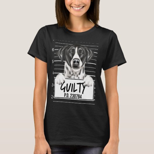 T-shirt Mugshot Pointer Chien Coupable (Devant)