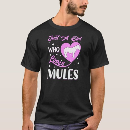 T-shirt Mule En Forme De Coeur Juste Une Fille Qui Aime Mu (Devant)