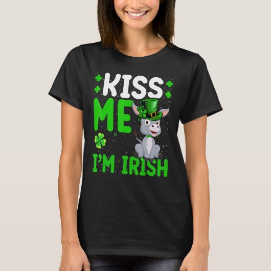 T-shirt Mule Kiss Me Je suis Irish Mule St. Patrick's Day (Devant)