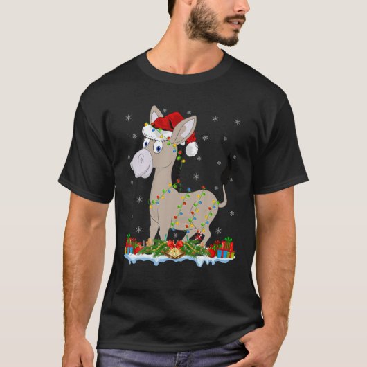 T-shirt Mule Lover Famille Correspondant Santa Hat Mule Ch (Devant)