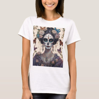 T-shirt Mulher com maquiagem estilo Catrina