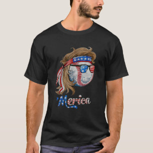 T-shirt Mullet de baseball 4 juillet drapeau américain Me