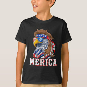 T-shirt Mullet de drôle d'aigle 4 juillet Drapeau américai