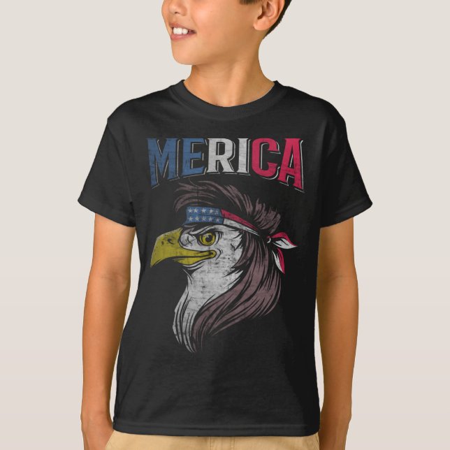 T-shirt Mullet Eagle American Flag USA Redneck Bird 4e (Devant)