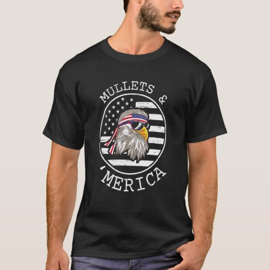T-shirt Mullets et 'Merica pour une courte coiffure des an (Devant)