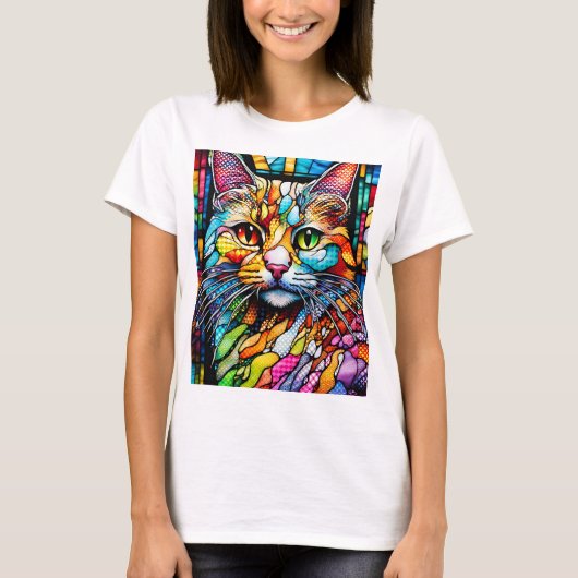 T-shirt Multicolor Cat 708 Motif (Devant)