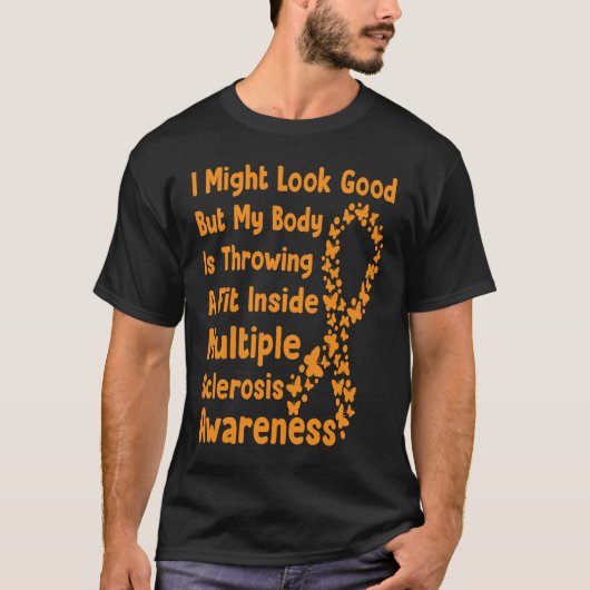 T-shirt Multiple Sclerosis Awareness Month Orange Ribbon a (Devant)