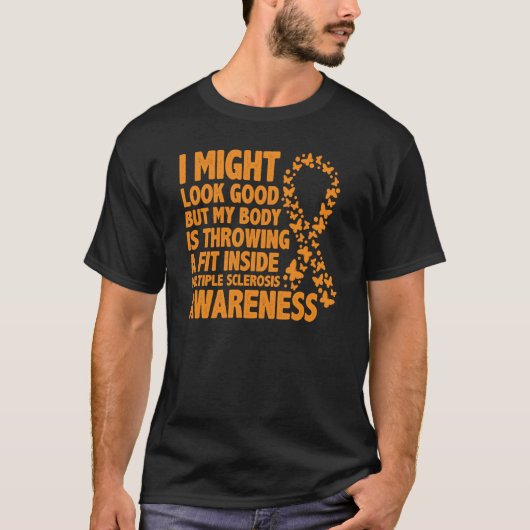 T-shirt Multiple Sclerosis Awareness Month Orange Ribbon a (Devant)
