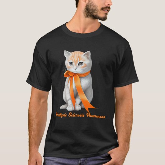 T-shirt Multiple Sclerosis MS Awareness Cute Cat Wear Oran (Devant)