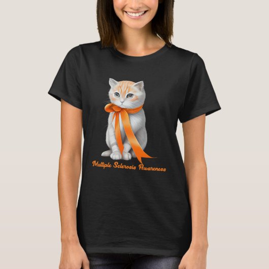 T-shirt Multiple Sclerosis MS Awareness Cute Cat Wear Oran (Devant)