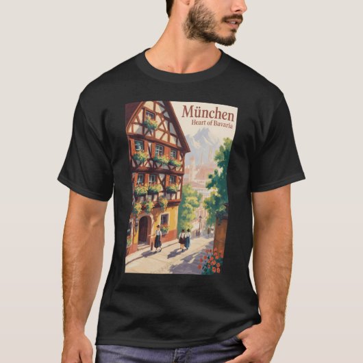 T-shirt Munich Germany Bavaria Illustration Travel Art (Devant)