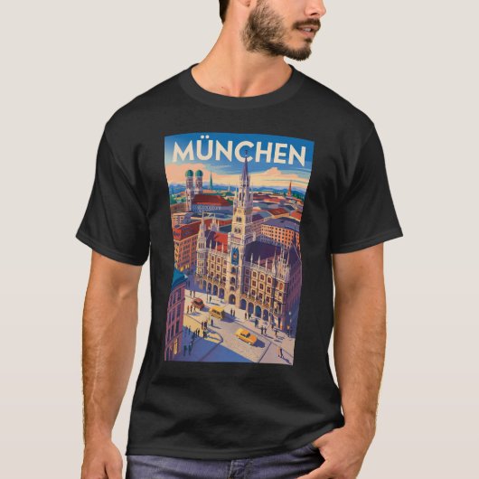 T-shirt Munich Germany Illustration Travel Art Vintage (Devant)