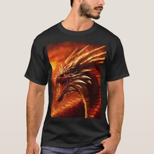 T-shirt Mur de feu de dragon - Design de feu et de feu (Devant)